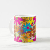 Groovy 70er Hippie Floral Retro Blume Power Kaffeetasse (Vorderseite Links)
