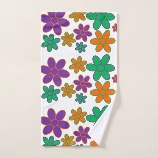 Groovy 70er Inspiriert Blume Badezimmer Handtuch S Badhandtuch Set (Handtuch)