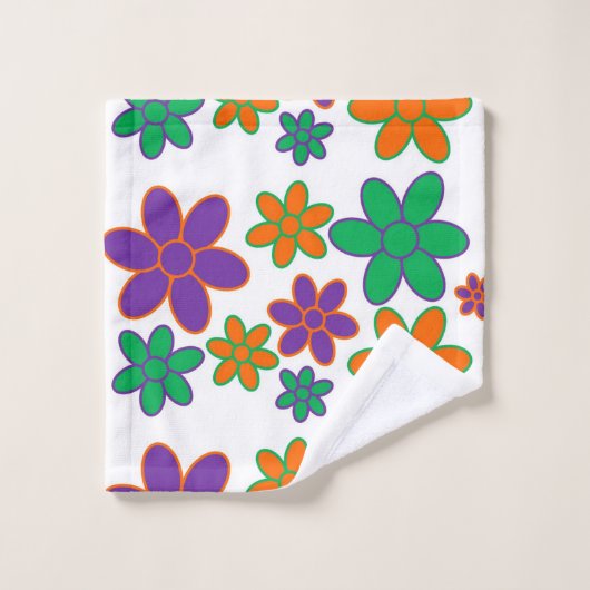 Groovy 70er Inspiriert Blume Badezimmer Handtuch S Badhandtuch Set (Waschlappen)