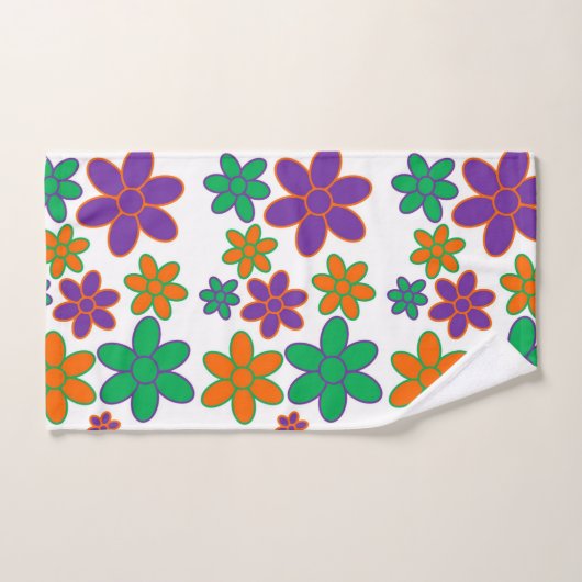 Groovy 70er Inspiriert Blume Badezimmer Handtuch S Badhandtuch Set (Handtuch)