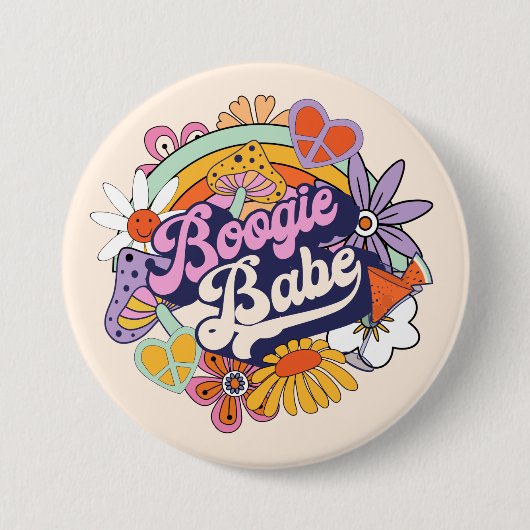 Groovy 70er-Jahre Junggesellinnen-Abschied Boogie- Button (Vorderseite)
