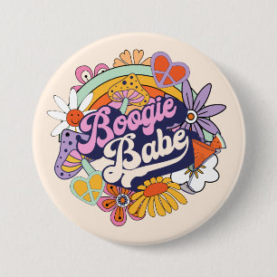 Groovy 70er-Jahre Junggesellinnen- Boogie-Babe ID9 Button