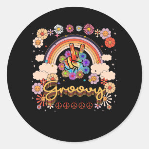 Groovy 70er Jahre Tie Dye Vintage 70er Retro Blume Runder Aufkleber
