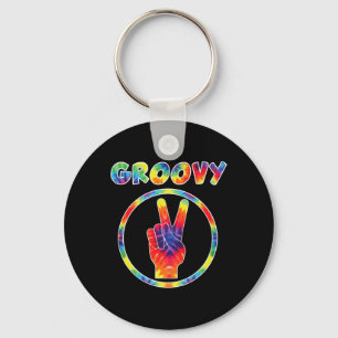Groovy 70er Jahre Tie Dye - Vintage T-Shirt für Re Schlüsselanhänger