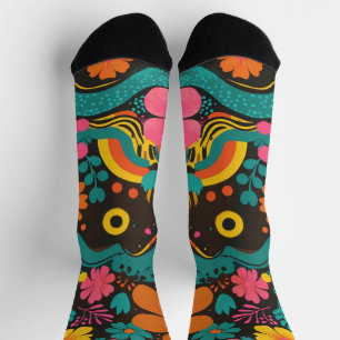 Groovy 70er Jahre Vibes Retro Muster Socken