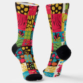 Groovy 70er Jahre Vibes Retro Muster Socken (Gewinkelt)