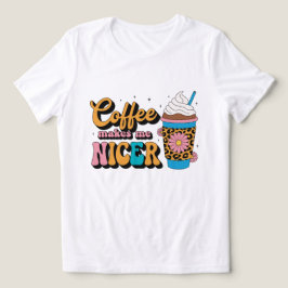 Groovy 70er Leopard Print Kaffee Macht Mich Nett Tri-Blend Shirt