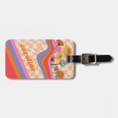 Groovy 70er Mushroom Blume Personalisiert Peach Gepäckanhänger (Vorderseite horizontal)