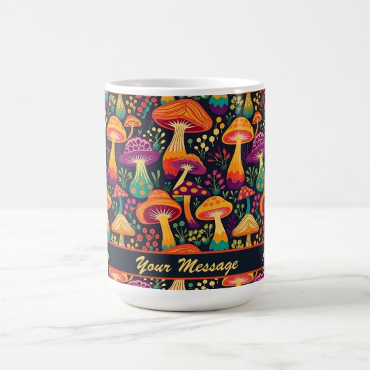 Groovy 70er Mushrooms Pattern Personalisiert Kaffeetasse (Mittel)