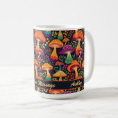 Groovy 70er Mushrooms Pattern Personalisiert Kaffeetasse (VorderseiteRechts)