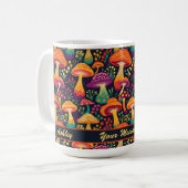 Groovy 70er Mushrooms Pattern Personalisiert Kaffeetasse (Vorderseite Links)