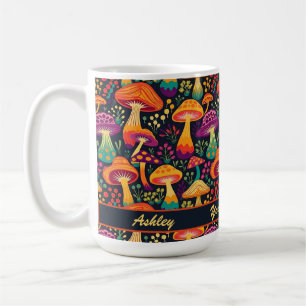 Groovy 70er Mushrooms Pattern Personalisiert Kaffeetasse