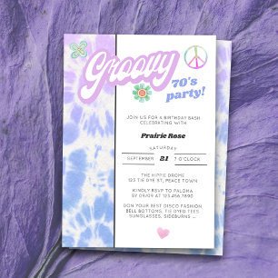 Groovy 70er-Party Pastel-Tie-Dye Geburtstag Einladung