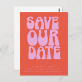 Groovy 70er Pink Orange Simple Save the Date Postkarte (Vorne/Hinten)