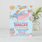 Groovy 70er Pool Party Geburtstagseinladung Einladung (Stehend Vorderseite)