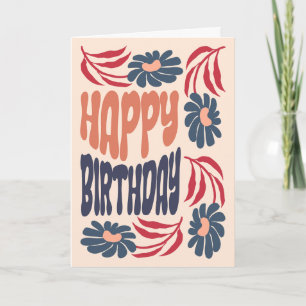 Groovy 70er Psychedelic Floral Retro Geburtstag Karte