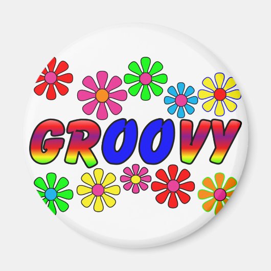 Groovy 70er Retro Blume Power Geschenke Magnet (Vorne)