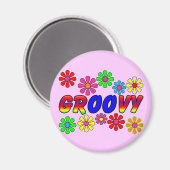 Groovy 70er Retro Blume Power Geschenke Magnet (Vorderseite/Rückseite)