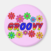 Groovy 70er Retro Blume Power Geschenke Magnet (Vorne)