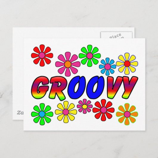 Groovy 70er Retro Blume Power Geschenke Postkarte (Vorne/Hinten)