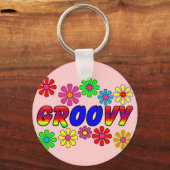 Groovy 70er Retro Blume Power Geschenke Schlüsselanhänger (Vorderseite)