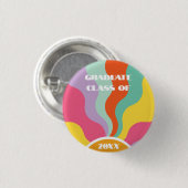 Groovy 70er Retro Button Bildung Abschluss Farbig (Vorne & Hinten)