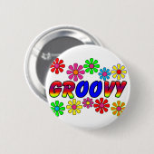 Groovy 70er Retro Flower Power Geschenke Button (Vorne & Hinten)