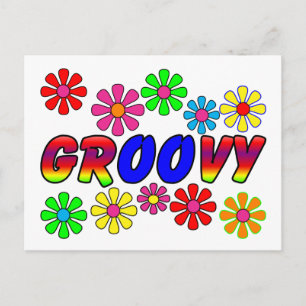 Groovy 70er Retro Flower Power Geschenke Postkarte