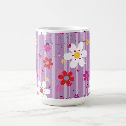 Groovy 70er Retro Hippie Blume Power Ladybug Kaffeetasse (Mittel)