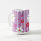 Groovy 70er Retro Hippie Blume Power Ladybug Kaffeetasse (Vorderseite Links)