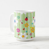 Groovy 70er Retro Hippie Blume Power Ladybug Kaffeetasse (Vorderseite Links)