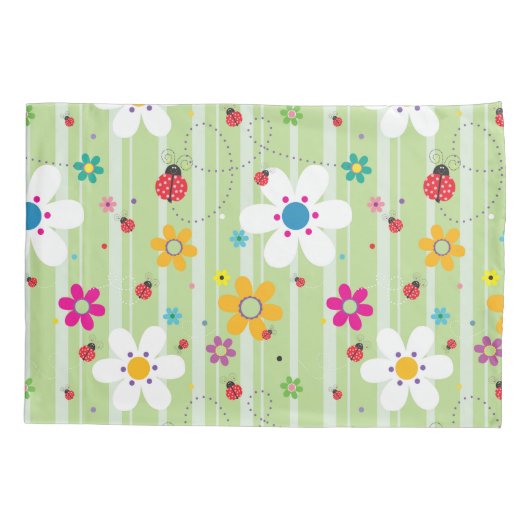 Groovy 70er Retro Hippie Blume Power Ladybug Kissenbezug (Rückseite)