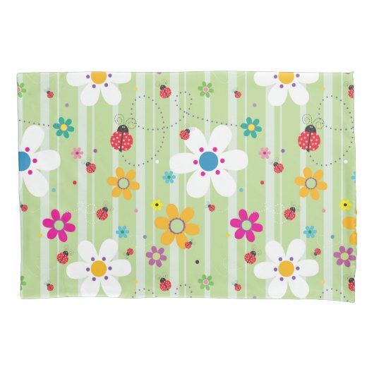 Groovy 70er Retro Hippie Blume Power Ladybug Kissenbezug (Vorderseite)