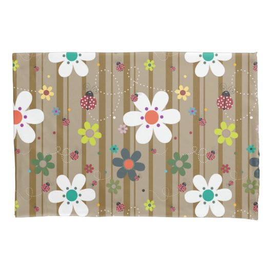 Groovy 70er Retro Hippie Blume Power Ladybug Kissenbezug (Vorderseite)