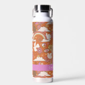 Groovy 70er Retro Hippie Peace Orange Bohemisch Trinkflasche (Vorne)