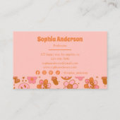 Groovy 70er Retro Hippie Pink & Orange Funky Visitenkarte (Rückseite)