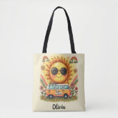 Groovy 70er Retro Lächeln Sun, Peace & Liebe Vibes Tasche (Vorderseite)
