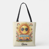 Groovy 70er Retro Lächeln Sun, Peace & Liebe Vibes Tasche (Rückseite)