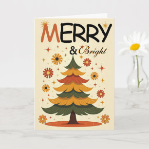Groovy 70er Retro-Weihnachtsbaum-Feiertagsgruß Karte