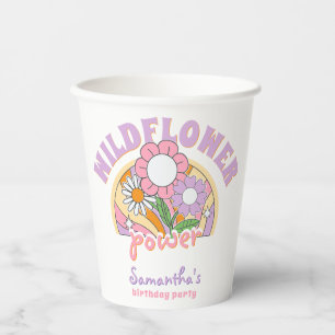 Groovy 70er Retro Wildblume Blume Power Geburtstag Pappbecher