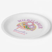 Groovy 70er Retro Wildblume Blume Power Geburtstag Pappteller (Schrägansicht)