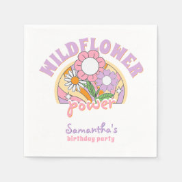 Groovy 70er Retro Wildblume Blume Power Geburtstag Serviette