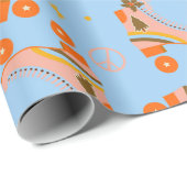Groovy 70er Roller Skate Weihnachtsmuster Geschenkpapier (Rolleneckpunkt)