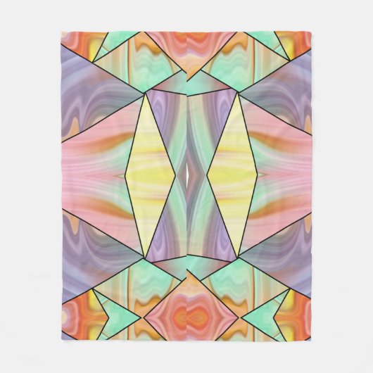 Groovy 70er Rosa lila und aquamarines Marmormuster Fleecedecke (Vorderseite)