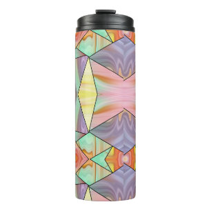 Groovy 70er Rosa lila und aquamarines Marmormuster Thermosbecher