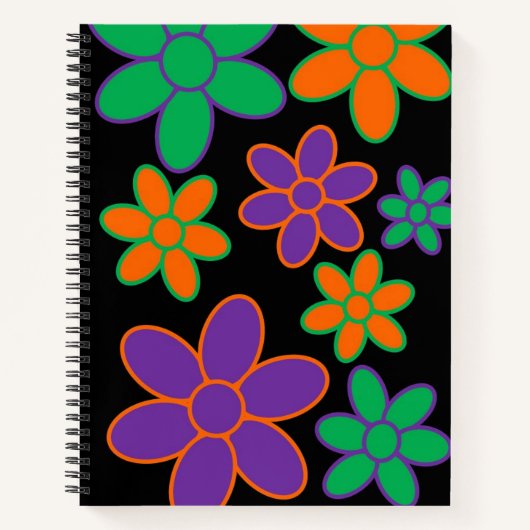 Groovy 70er Style Blume Spiral Notebook Notizblock (Vorderseite)