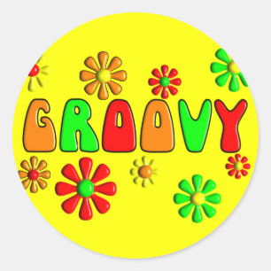 Groovy 70er T-Shirts und Geschenke Runder Aufkleber