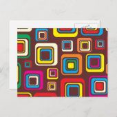 Groovy 70er Tile Pattern Plätze auf braunen Postkarte (Vorne/Hinten)