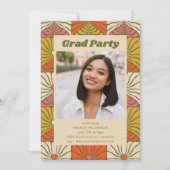 Groovy 70er Vintag Orange Abschluss Foto Einladung (Vorderseite)