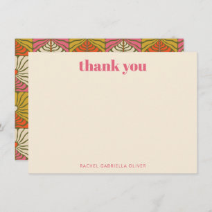 Groovy 70er Vintag Pink Orange Bloral Custom Dankeskarte